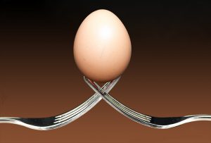 Egg Balanced on Forks